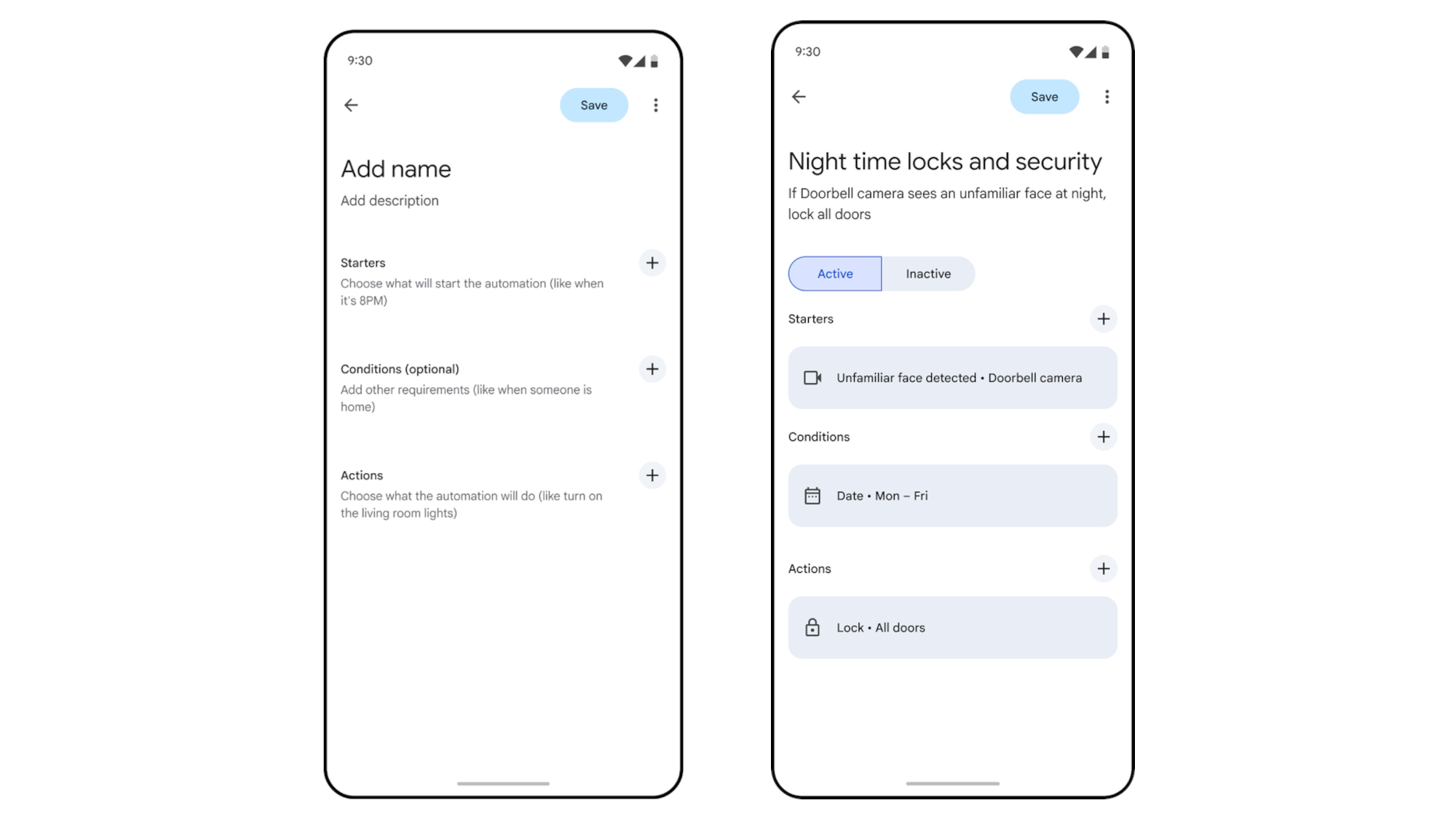 Google Home app automation setup
