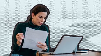 Woman sorting tax return 