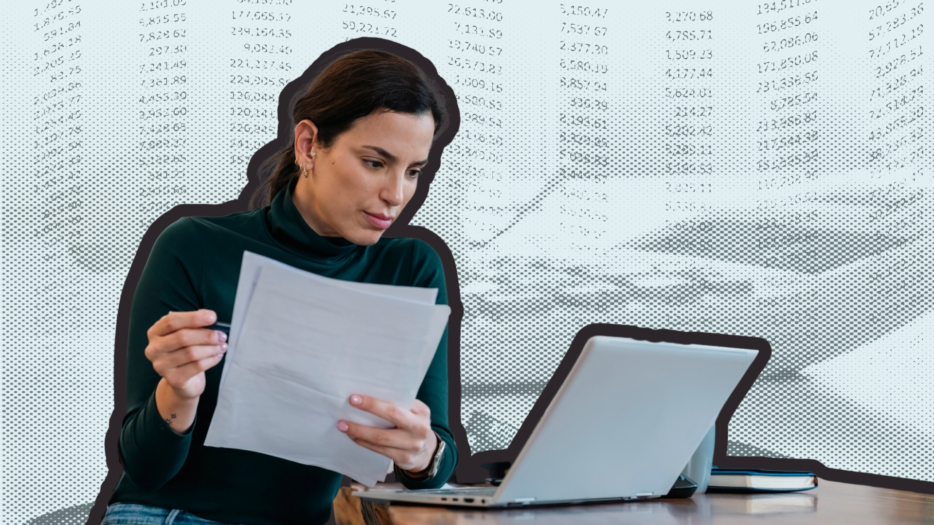 Woman sorting tax return 