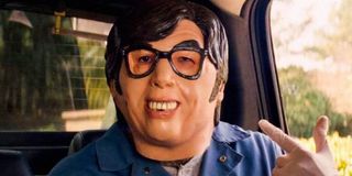 Austin Powers mask in Baby Driver
