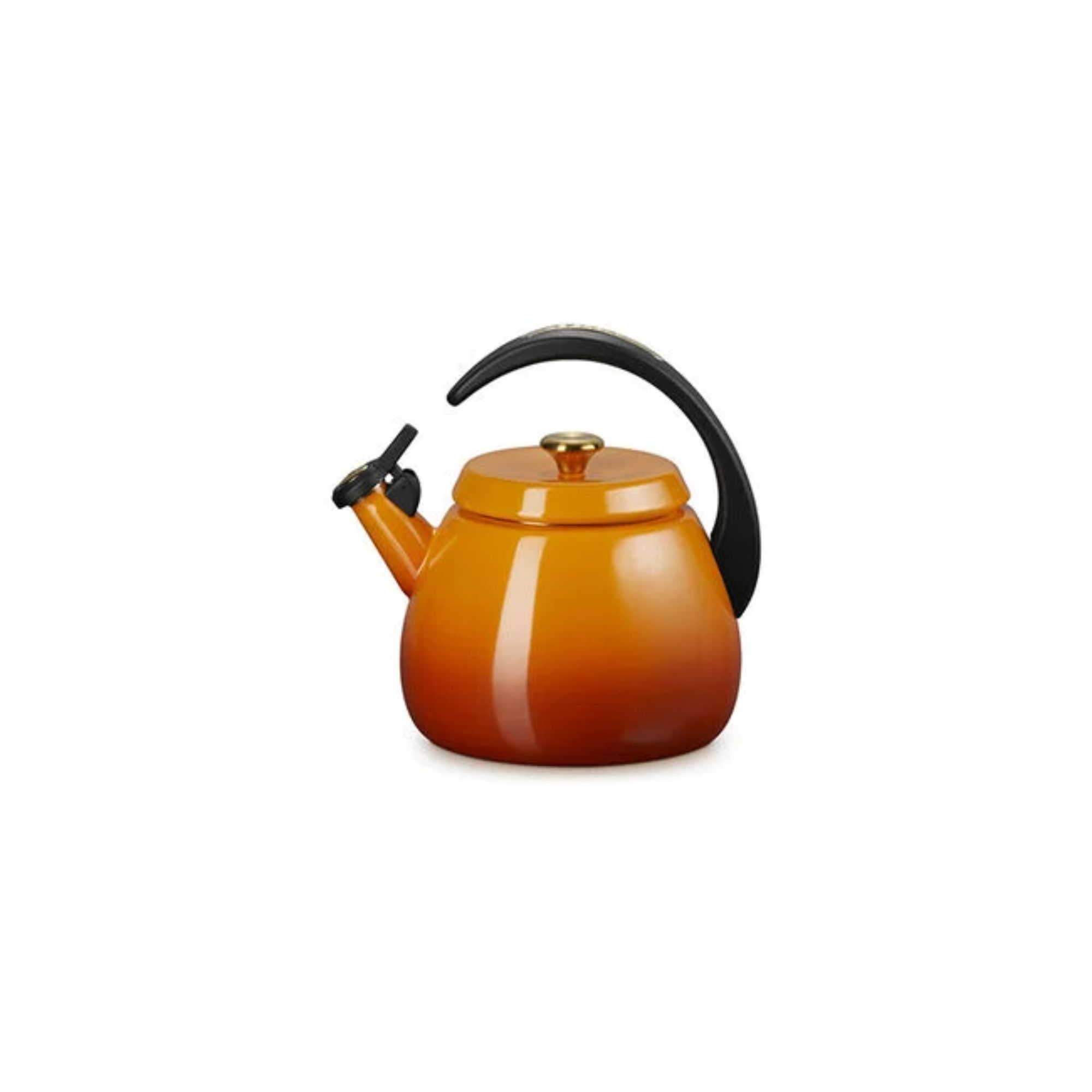 Deep orange kettle with curved black handle