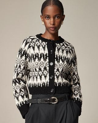 Cropped Fair Isle Cardigan Sweater