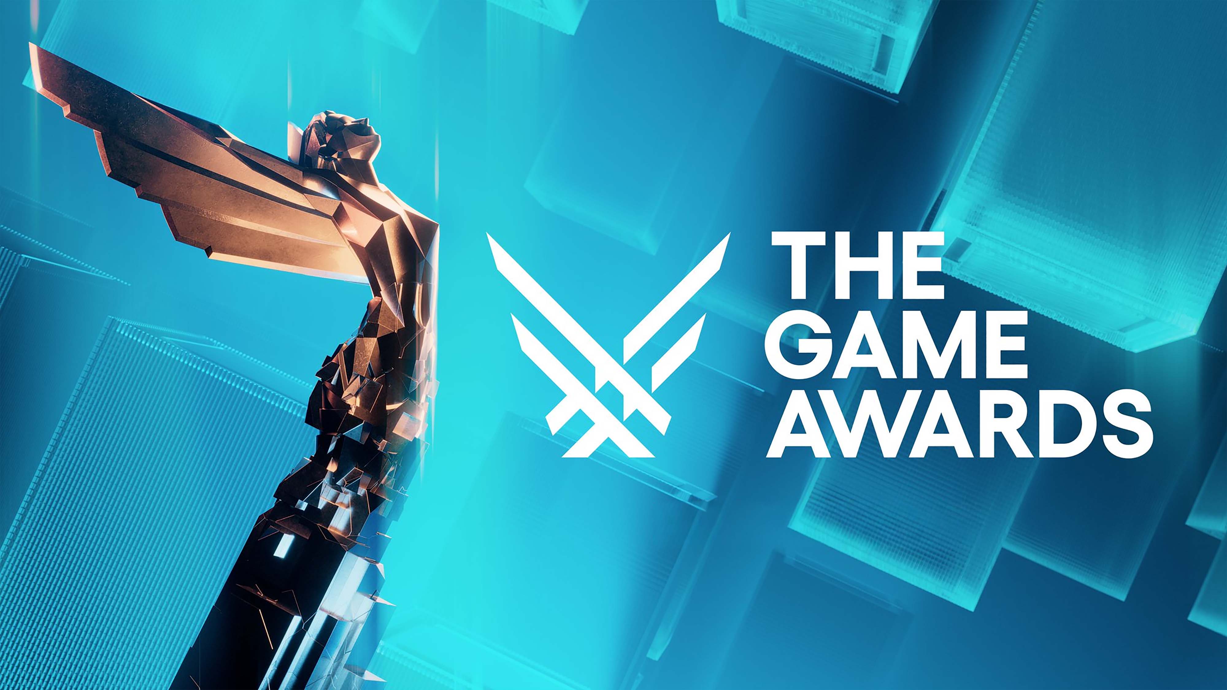 The Game Awards 2025 logo with the award on the left and a blue background.