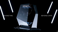 The InWin Aeon 'Signature Chassis' features in a sparsly lit space. The words 'Beyond time. Beyond limits' are seen either side of the case.