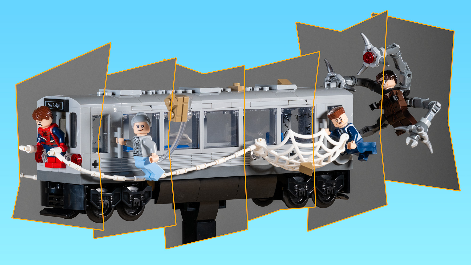 Lego set split up to show focus-stacking increments 