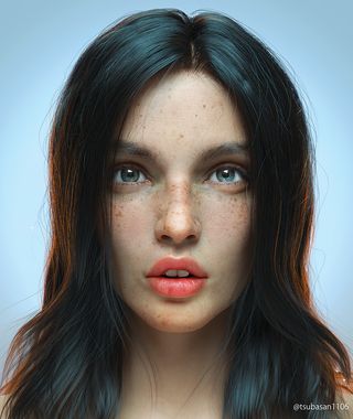Realistic 3D portraits: a female face by Tsubasa Nakai