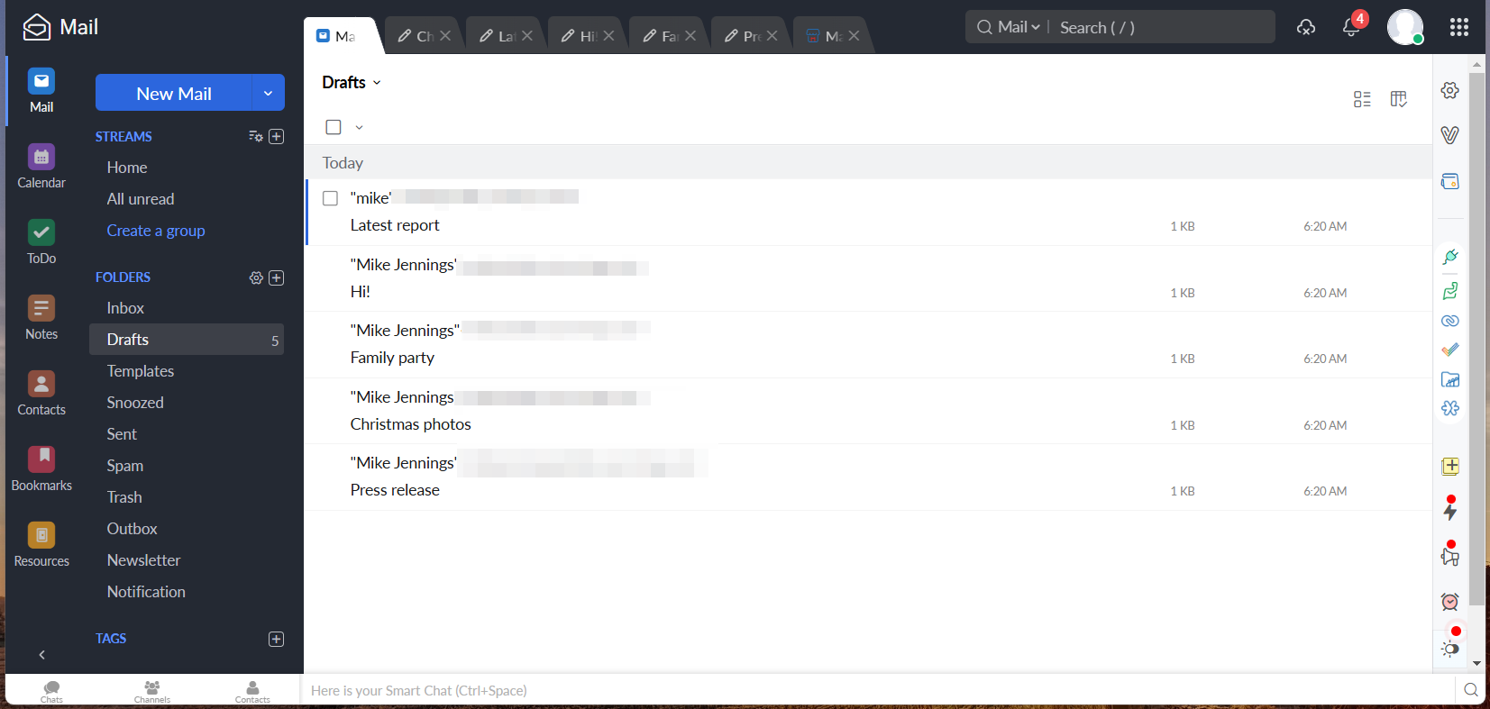 Zoho interface