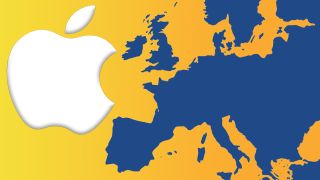 Apple logo across Europe map