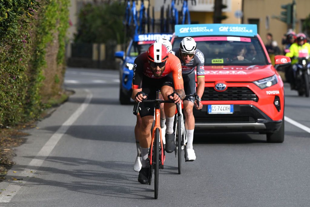 SANREMO ITALY MARCH 22 Filippo Ganna of Italy and Team INEOS Grenadiers competes in the breakaway during the 116th MilanoSanremo 2025 a 289km one day race from Pavia to Sanremo UCIWT on March 22 2025 in Sanremo Italy Photo by Dario BelingheriGetty Images
