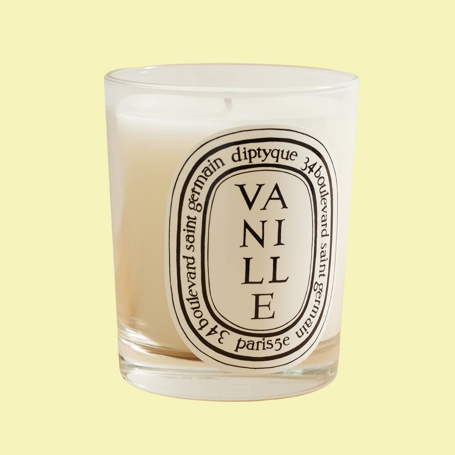A glass scented candle