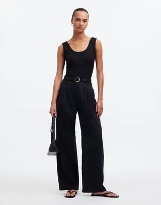 Madewell black The Petite Harlow Wide-Leg Pant