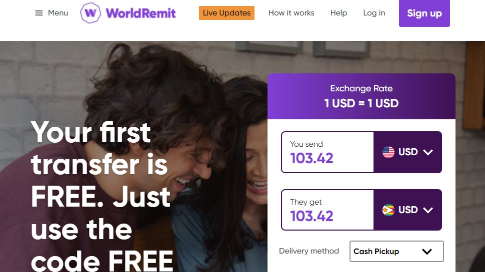 Website screenshot for WorldRemit