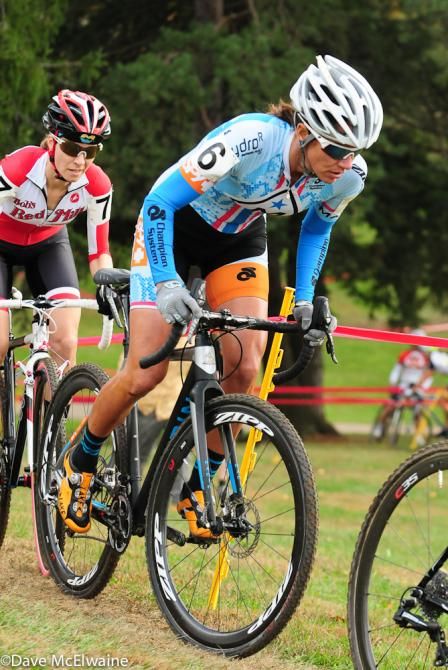 Niclole Duke (Marin Bikes/ Spy Optics) riding with the leaders on lap one
