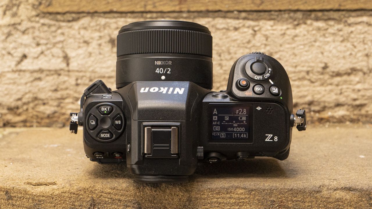 Nikon Z8 camera outside on the ground view of top plate
