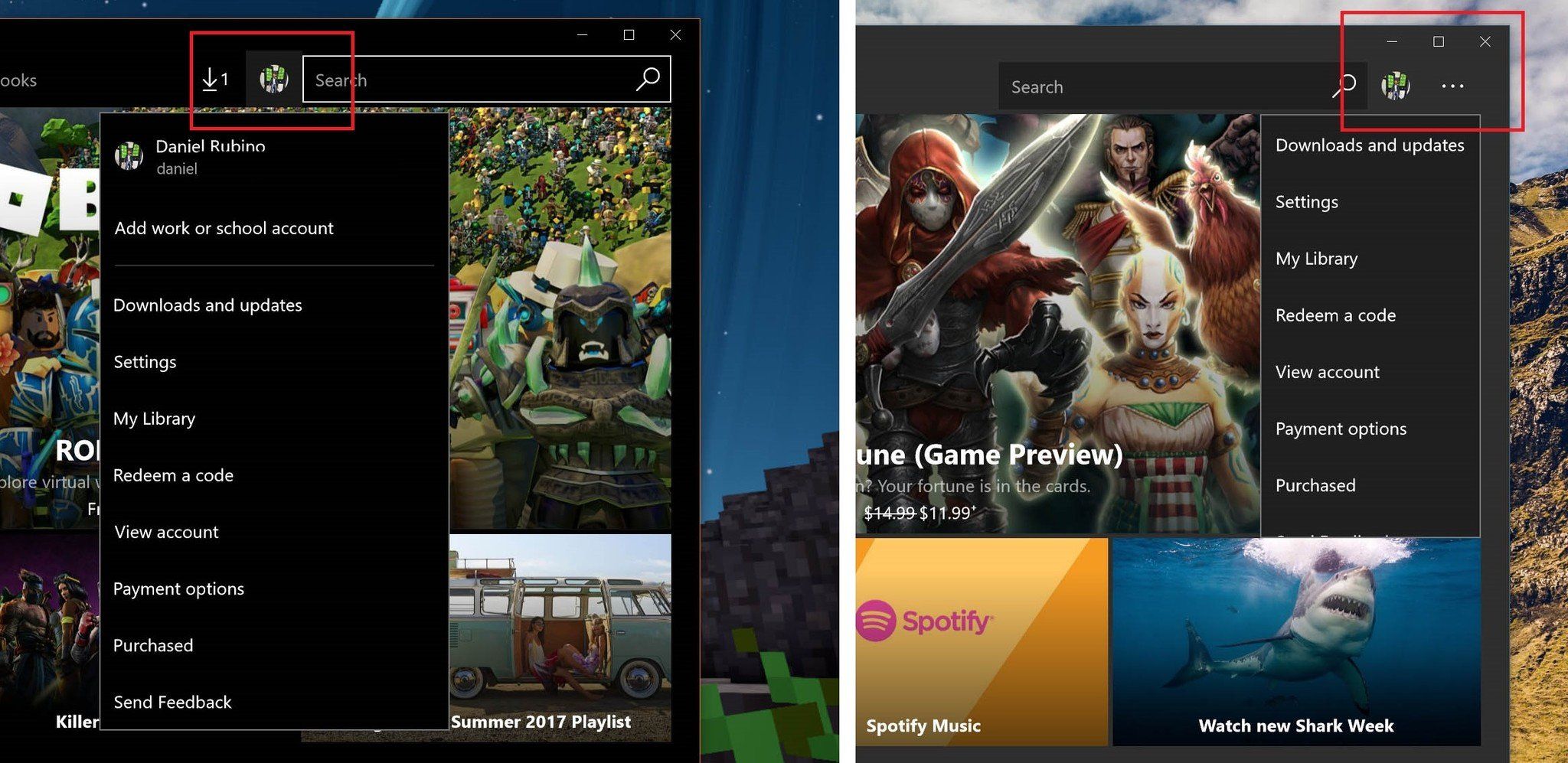 Windows Store gets a small UI refresh with new sub menu for settings ...