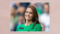 Catherine, Princess of Wales at the trophy presentations after the Gentlemen's Singles Final match on Centre Court during the Wimbledon Lawn Tennis Championships at the All England Lawn Tennis and Croquet Club at Wimbledon on July 16, 2023, in London, England