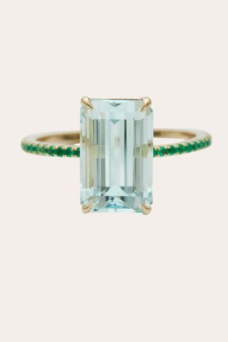 Yi Collection Aquamarine and Emerald Spring Ring