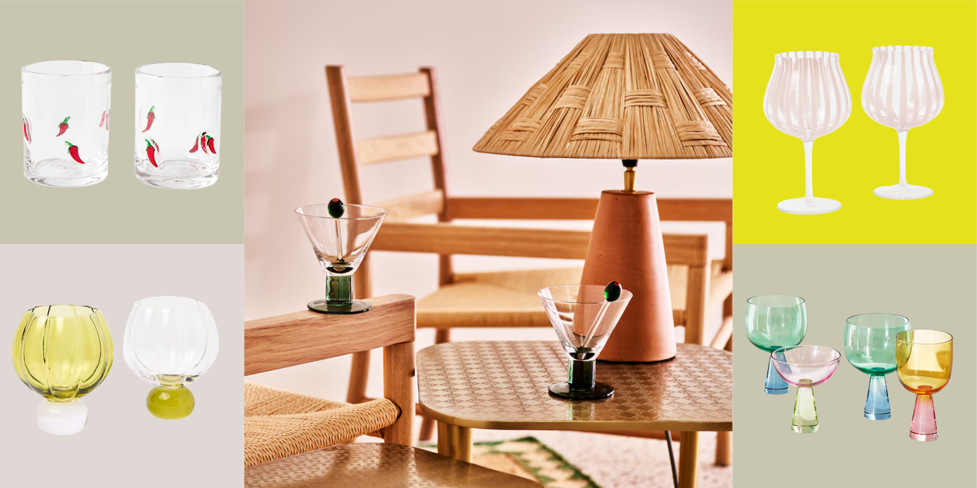 selection of cocktail glasses from oliver bonas