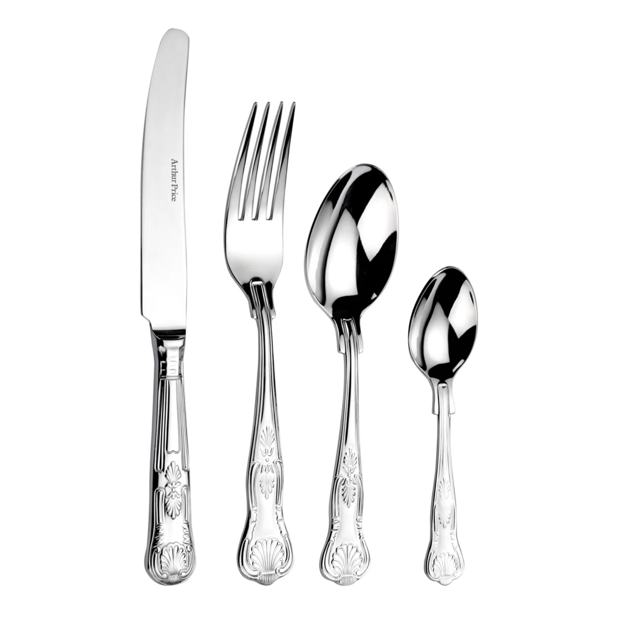 silver cutlery with ornate handle detailing