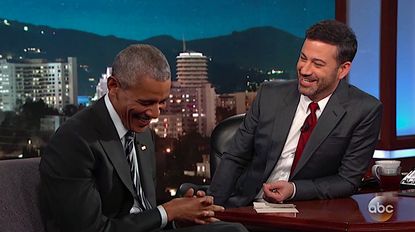 Obama laughs on Jimmy Kimmel Live