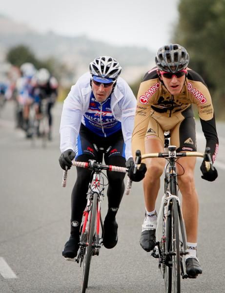 Two more riders try their luck attacking the peloton on the first mountain.