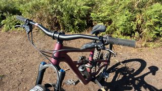 View of mountain bike from front