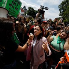 Rep. Alexandria Ocasio-Cortez (D-NY) speaks to abortion-rights activists .