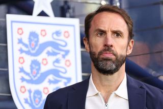 Gareth Southgate the head coach / manager of England during the 150th Anniversary Heritage Match between Scotland and England at Hampden Park on September 12, 2023 in Glasgow, Scotland. (Photo by Robbie Jay Barratt - AMA/Getty Images)
