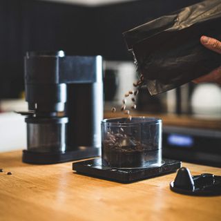 Barista & Co Core Electric Grinder  on counter