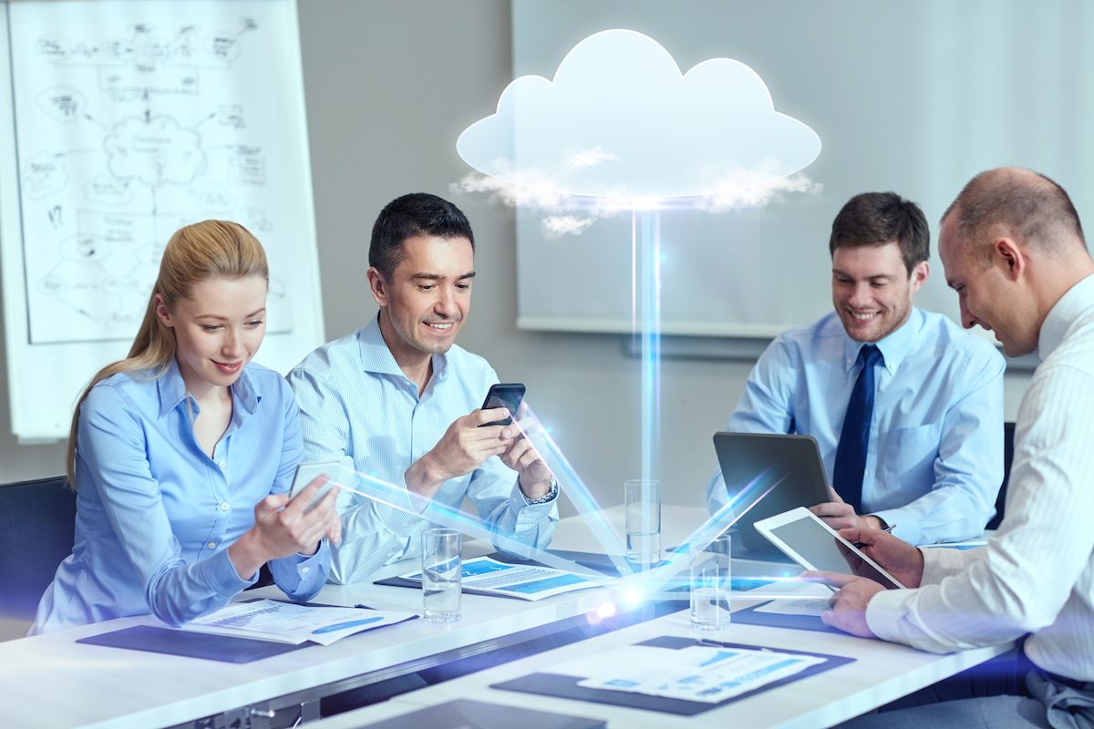 People in meeting using the cloud 