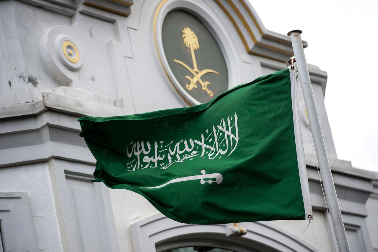 The Saudi Arabia flag at the consulate in Istanbul