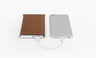 Horizn Studios’ smart charger, in tan leather