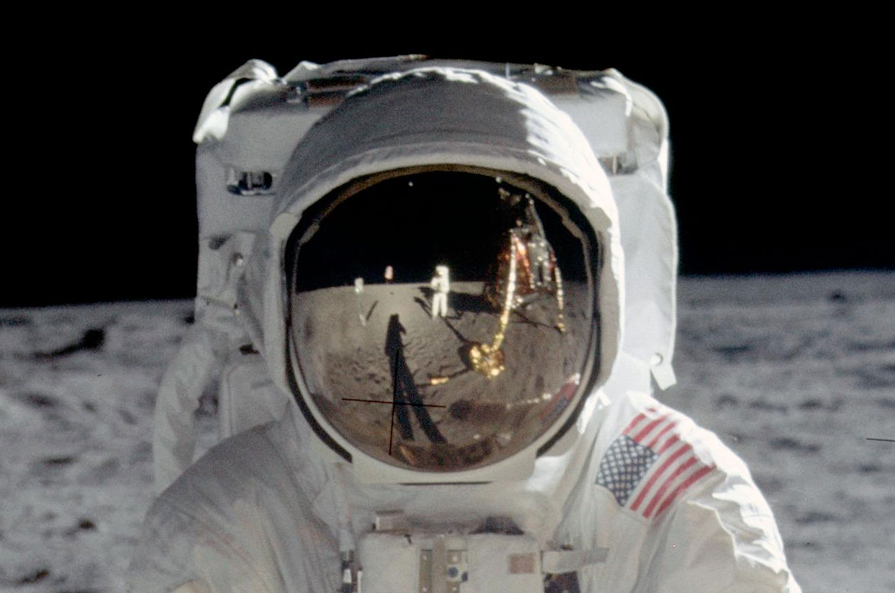 The iconic image of moonwalker Buzz Aldrin&#039;s helmet visor will serve as the design for the back of a new U.S. coin celebrating the 50th anniversary of Apollo 11, if Congress approves. 