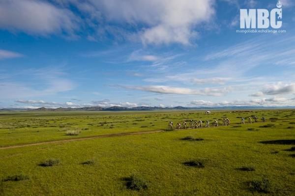 The skies open up for stage 2 of the Mongolia Bike Challenge.