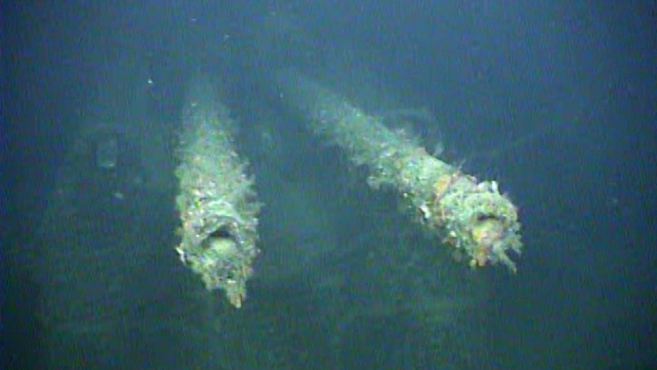 The naval guns of the German World War II cruiser Karlsruhe surprised its discoverers, who thought they were investigating a much smaller shipwreck.