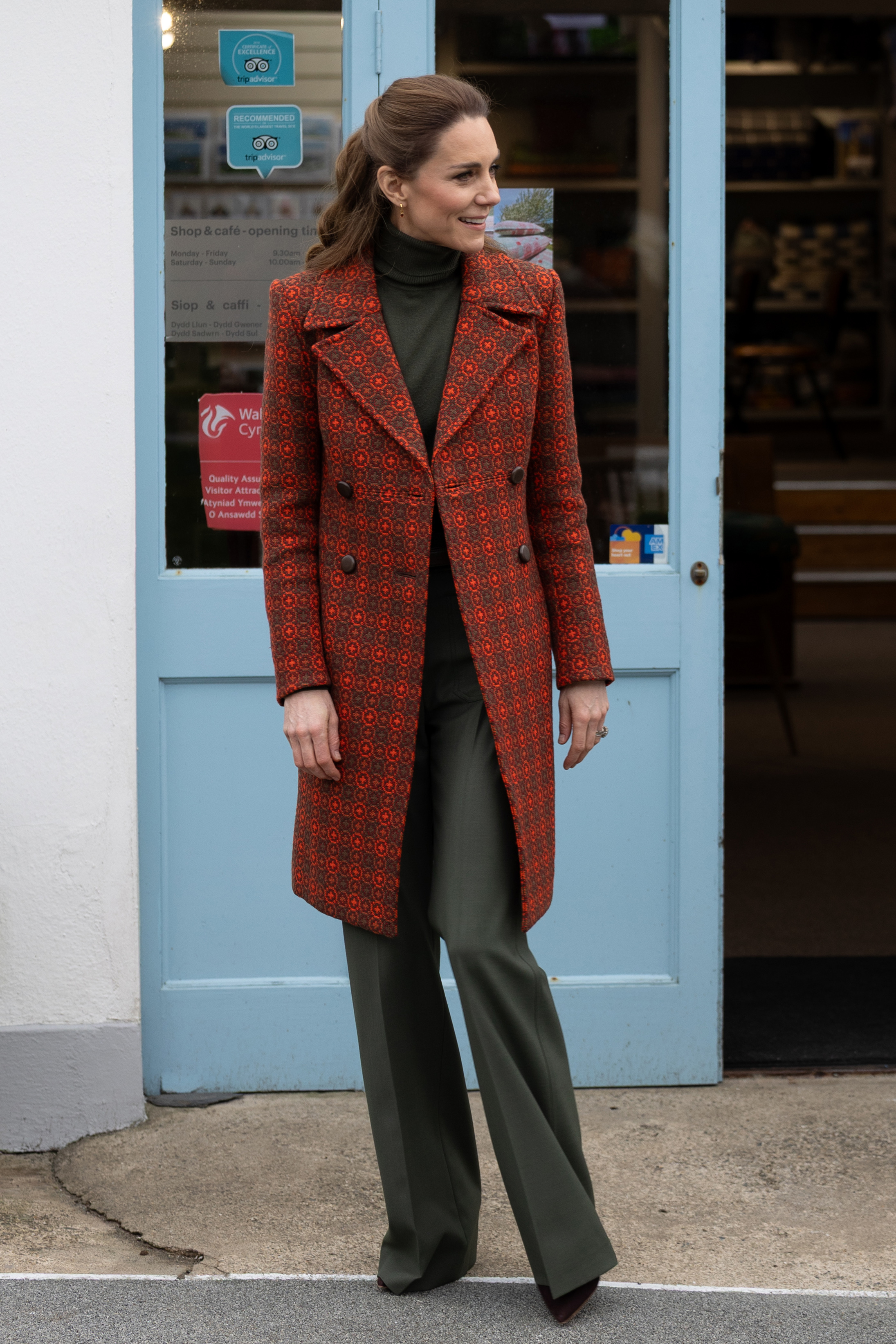 Catherine, Princess of Wales visits Melin Tregwynt, a woollen mill weaving traditional Welsh designs on February 3, 2026 in Castlemorris, Wales. The Princess of Wales visited West Wales to celebrate Welsh textile manufacturers.