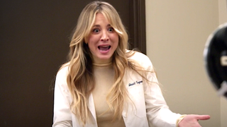 Kaley Cuoco yells angrily as she guest stars as Heidi on Curb Your Enthusiasm.