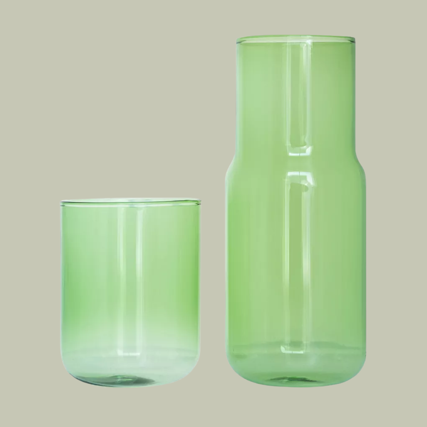 A green carafe and tumbler set