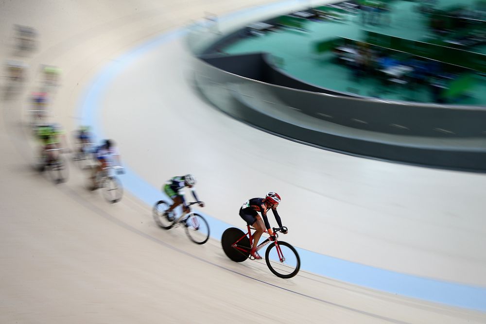 Cyclists train at the newly delivered Rio Olympic Velodrome at Olympic Park