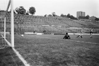 Charlton Athletic score against Stoke City in the last game at The Valley before moving to Selhurst Park in 1985.