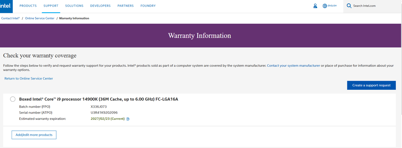 Intel warranty