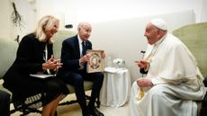 Jill Biden and President Joe Biden meet with Pope Francis