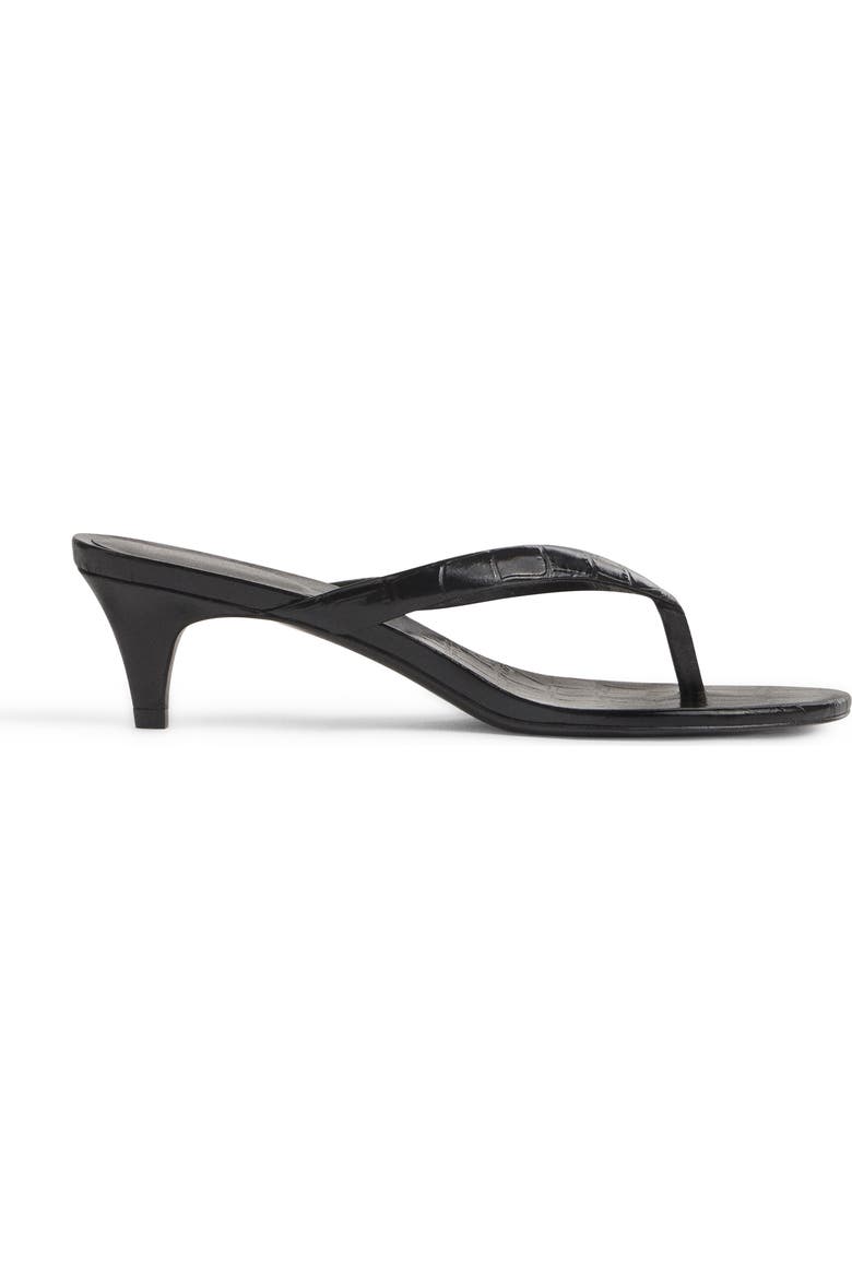 Amelia Croc Embossed Leather Heeled Thong Sandal