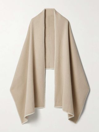 Embroidered Wool, Cashmere and Cotton-Blend Scarf