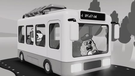 Riding the bus in Toem 2, which is driven by a fluffy creature in a bowtie