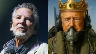 Kenny Loggins onstage and Donald Trump piloting a defecating jet
