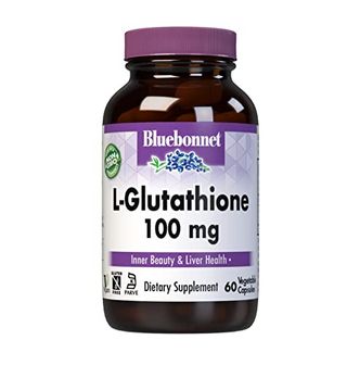 Bluebonnet L-Glutathione 100 Mg Kapsul Vitamin, 60 Hitung, Putih
