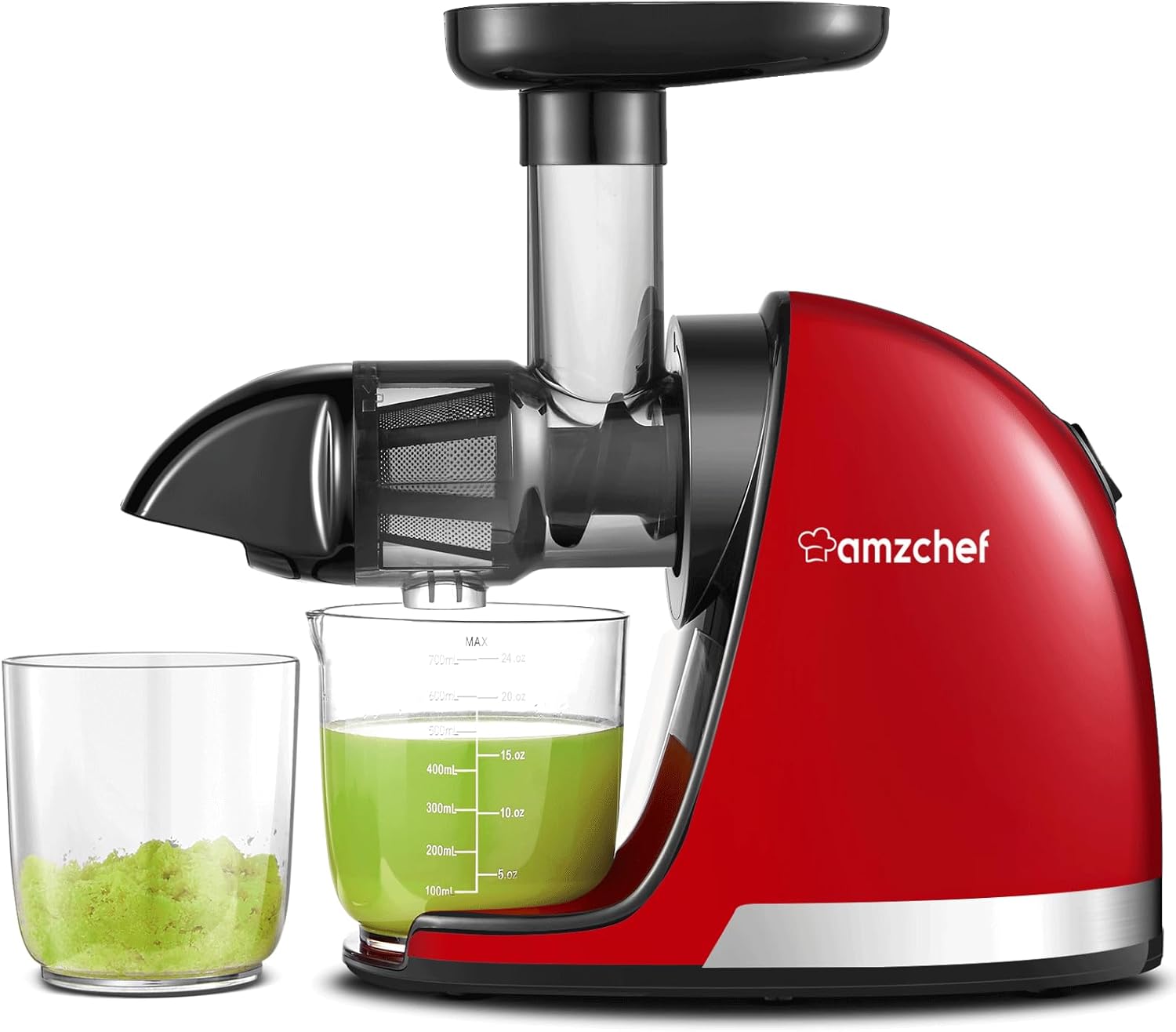 Juicer Machines - Amzchef Cold Press Masticating Juicer Whole Fruit and Vegetable - Delicate Chew No Need to Filter - Bpa Free Juice Extractor With 2 Cups and Brush- Ebony