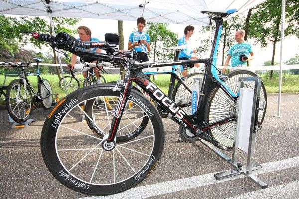 Team Milram's Focus awaits its rider ahead of the stage.