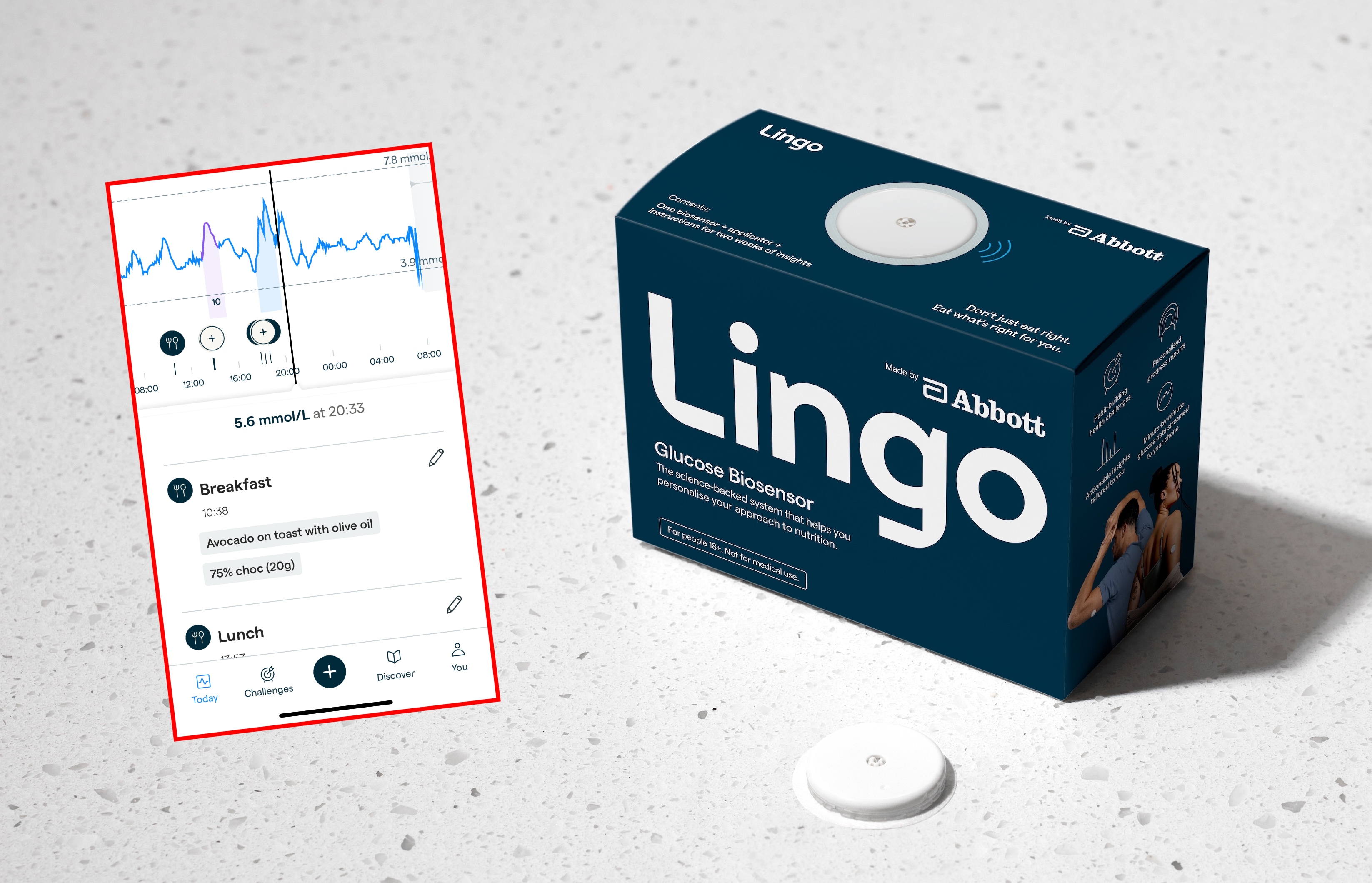 A Lingo CGM and app screenshot